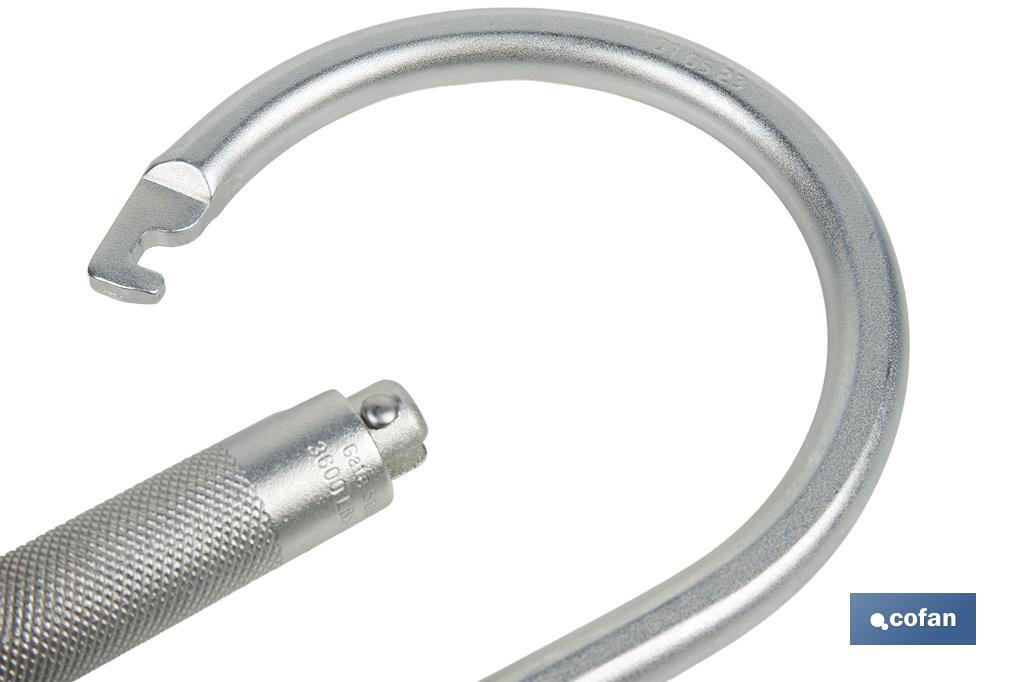 GANCHO DE ACERO CON BLOQUEO AUTOMÁTICO APERTURA 59 MM RUPTURA +23 kN