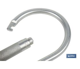GANCHO DE ACERO CON BLOQUEO AUTOMÁTICO APERTURA 59 MM RUPTURA +23 kN