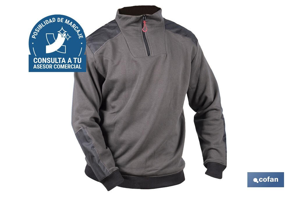 SUDADERA CUELLO CREMALLERA 280gms/m GRIS-NEGRO T-XL