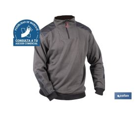 Sudadera de cuello con media cremallera | Color: gris y negro | Algodón y poliéster | Tejido ultra suave | Disponible desde la talla S hasta la XXXL