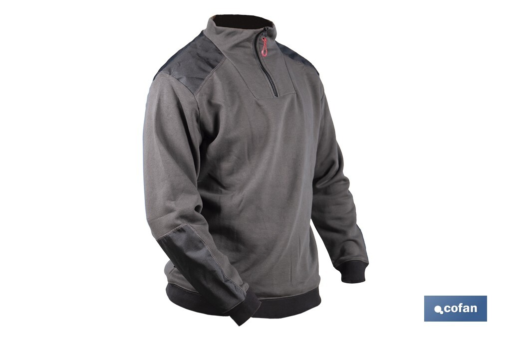 SUDADERA CUELLO CREMALLERA 280gms/m GRIS-NEGRO T-XL