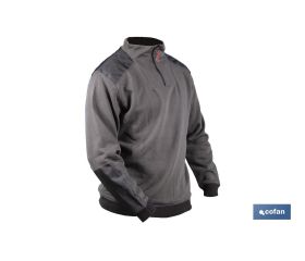 SUDADERA CUELLO CREMALLERA 280gms/m GRIS-NEGRO T-XL