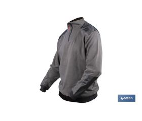 SUDADERA CUELLO CREMALLERA 280gms/m GRIS-NEGRO T-XL