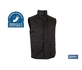 Chaleco Multibolsillos | Acolchado | Modelo Colt | Composición: 65% Poliéster y 35% Algodón | Color Negro