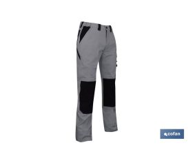 Pantalón de Trabajo | Modelo Plutón | Composición 98% Algodón y 2% Elastano | Color Gris/Negro