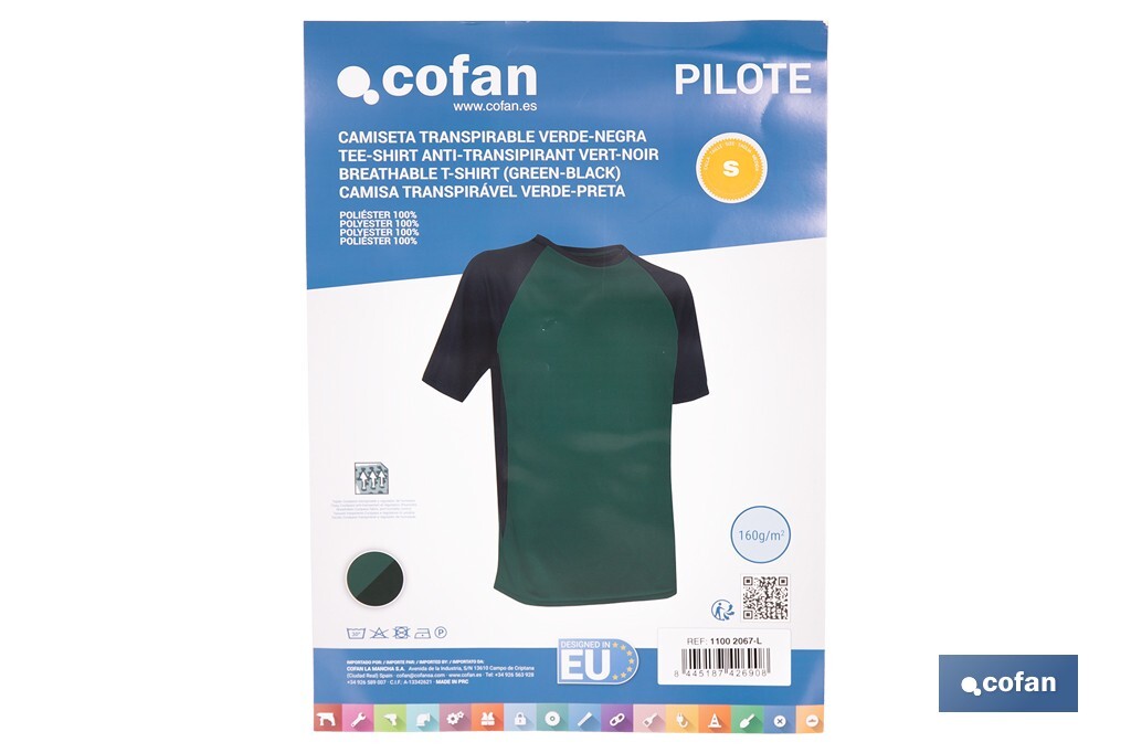 CAMISETA TRANSPIRABLE MODELO PILOTE VERDE-NEGRA 160 g/m2 TALLA-XXXL