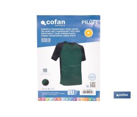 CAMISETA TRANSPIRABLE MODELO PILOTE VERDE-NEGRA 160 g/m2 TALLA-XXXL