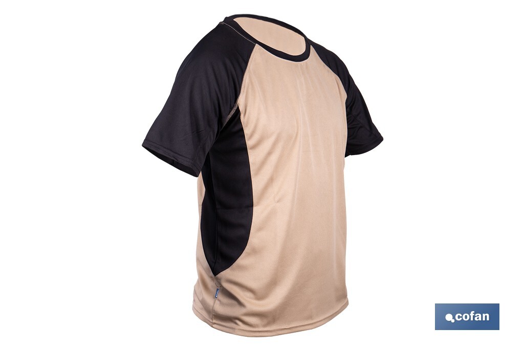 CAMISETA TRANSPIRABLE MODELO PILOTE BEIGE-NEGRA 160 g/m2 TALLA-XXL