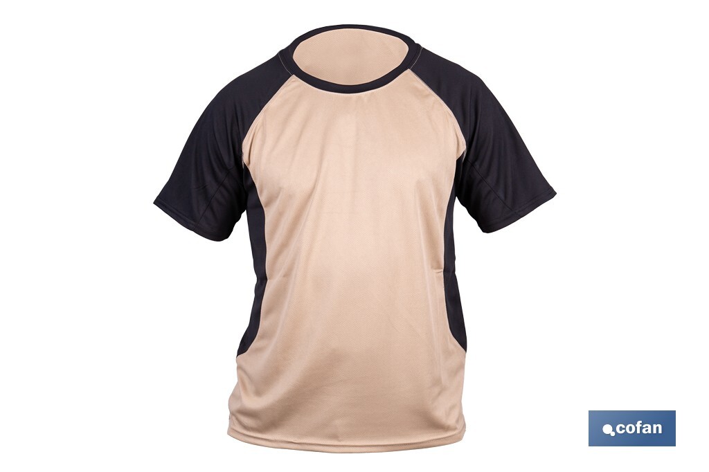 CAMISETA TRANSPIRABLE MODELO PILOTE BEIGE-NEGRA 160 g/m2 TALLA-XXL