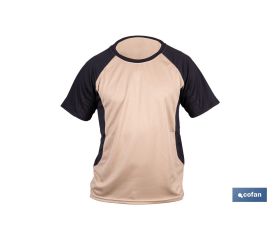 CAMISETA TRANSPIRABLE MODELO PILOTE BEIGE-NEGRA 160 g/m2 TALLA-XXL