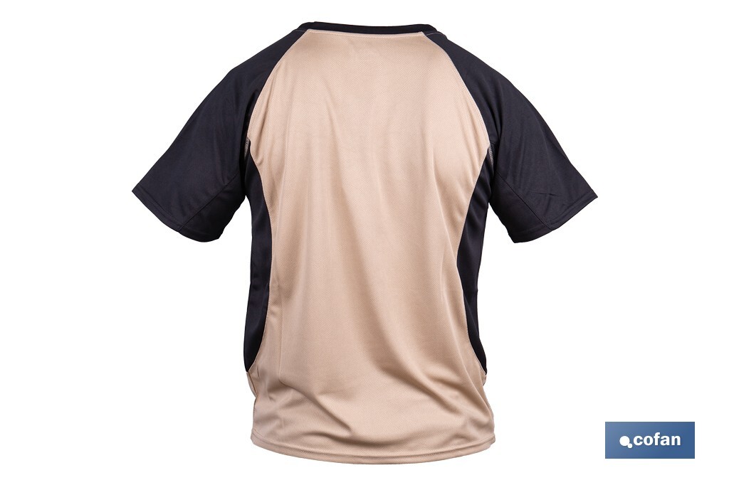 CAMISETA TRANSPIRABLE MODELO PILOTE BEIGE-NEGRA 160 g/m2 TALLA-XXL