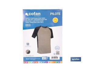 CAMISETA TRANSPIRABLE MODELO PILOTE BEIGE-NEGRA 160 g/m2 TALLA-XXL