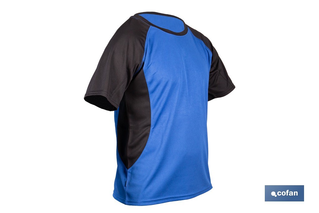 CAMISETA TRANSPIRABLE MODELO PILOTE AZUL-NEGRA 160 g/m2 TALLA-XXXL