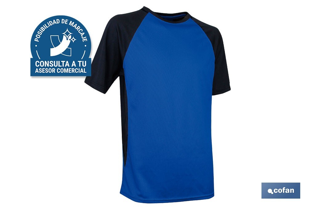 CAMISETA TRANSPIRABLE MODELO PILOTE AZUL-NEGRA 160 g/m2 TALLA-XXXL