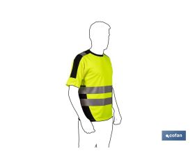 CAMISETA DE ALTA VISIBILIDAD MODELO ARTURO AMARILLA Y NEGRA TALLA L