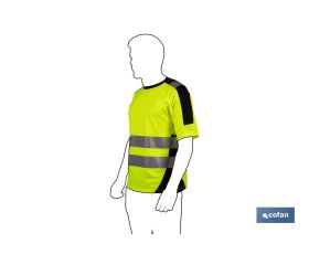 CAMISETA DE ALTA VISIBILIDAD MODELO ARTURO AMARILLA Y NEGRA TALLA L