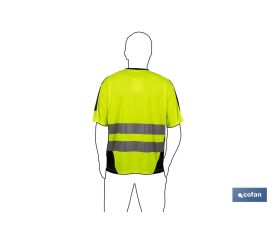 CAMISETA DE ALTA VISIBILIDAD MODELO ARTURO AMARILLA Y NEGRA TALLA L