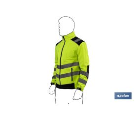 SOFTSHELL DE ALTA VISIBILIDAD MODELO ALFA CENTAURI AMARILLO Y NEGRO TALLA XXL