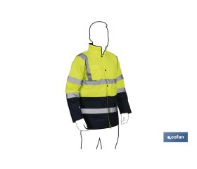 PARKA DE ALTA VISIBILIDAD MODELO DENEB AMARILLO Y AZUL TALLA M