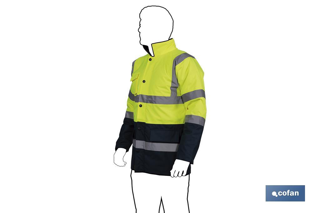 PARKA DE ALTA VISIBILIDAD MODELO DENEB AMARILLO Y AZUL TALLA M