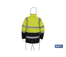 PARKA DE ALTA VISIBILIDAD MODELO DENEB AMARILLO Y AZUL TALLA M