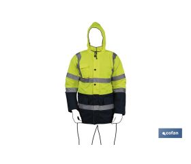 PARKA DE ALTA VISIBILIDAD MODELO DENEB AMARILLO Y AZUL TALLA M