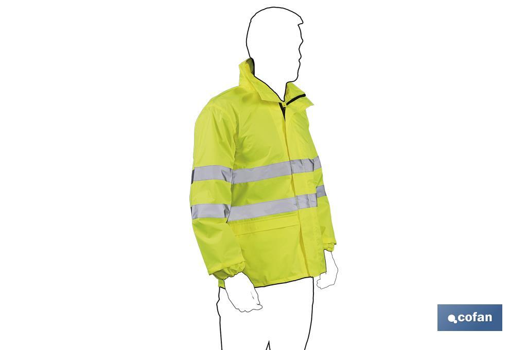 CHAQUETA DE LLUVIA DE ALTA VISIBILIDAD MODELO PÓLUX AMARILLA TALLA XL