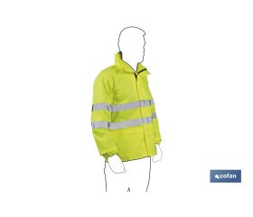 CHAQUETA DE LLUVIA DE ALTA VISIBILIDAD MODELO PÓLUX AMARILLA TALLA XL