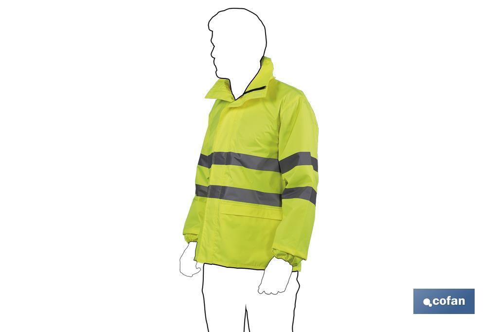 CHAQUETA DE LLUVIA DE ALTA VISIBILIDAD MODELO PÓLUX AMARILLA TALLA XL