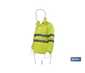 CHAQUETA DE LLUVIA DE ALTA VISIBILIDAD MODELO PÓLUX AMARILLA TALLA XL