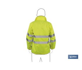 CHAQUETA DE LLUVIA DE ALTA VISIBILIDAD MODELO PÓLUX AMARILLA TALLA XL