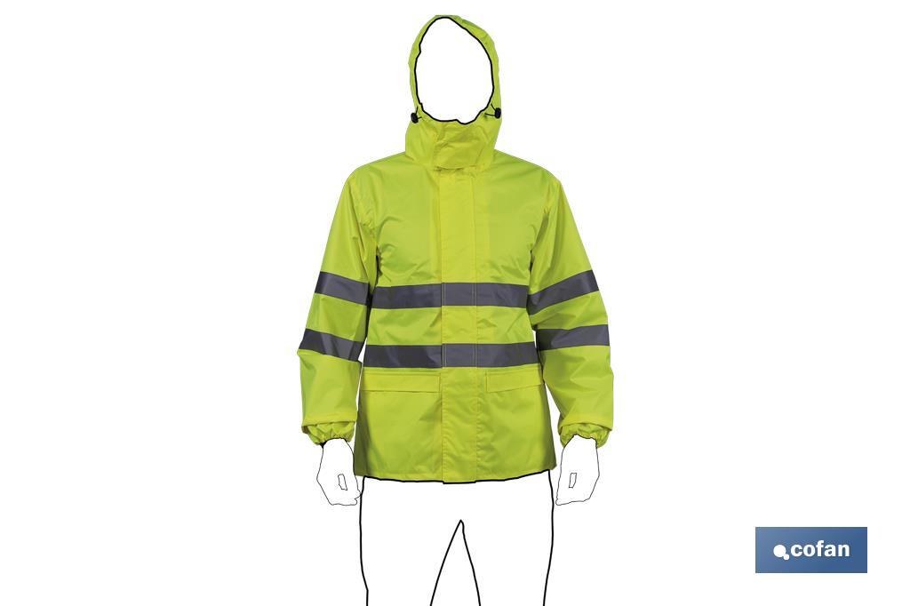 CHAQUETA DE LLUVIA DE ALTA VISIBILIDAD MODELO PÓLUX AMARILLA TALLA XL