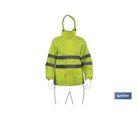 CHAQUETA DE LLUVIA DE ALTA VISIBILIDAD MODELO PÓLUX AMARILLA TALLA XL