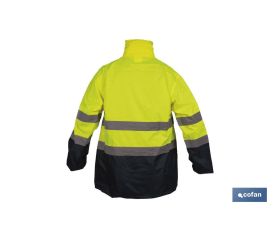 CHAQUETA DE LLUVIA DE ALTA VISIBILIDAD MODELO SAGITARIO AMARILLA Y AZUL TALLA XXXL