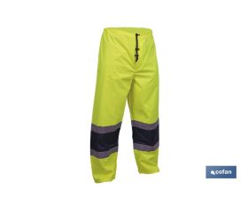 Pantalón de lluvia de alta visibilidad | Bandas de alta visibilidad | Color: amarillo y azul | Disponible desde la talla S hasta la XXXL