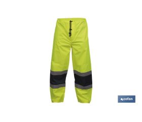 PANTALÓN DE LLUVIA DE ALTA VISIBILIDAD MODELO BELLATRIX AMARILLA Y AZUL TALLA XXL