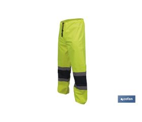 PANTALÓN DE LLUVIA DE ALTA VISIBILIDAD MODELO BELLATRIX AMARILLA Y AZUL TALLA XXL