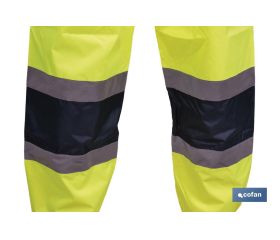 PANTALÓN DE LLUVIA DE ALTA VISIBILIDAD MODELO BELLATRIX AMARILLA Y AZUL TALLA XXL
