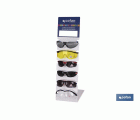 Expositor de gafas anti impacto | Incluye pack de 72 gafas de seguridad | Organizador de Gafas para una presentación adecuada