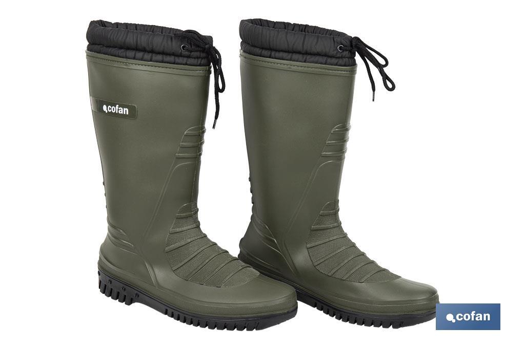 BOTA DE AGUA VERDE/NEGRA CON FORRO POLAR TALLA 36