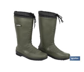 BOTA DE AGUA VERDE/NEGRA CON FORRO POLAR TALLA 47