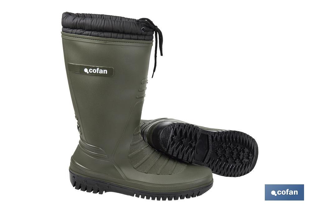 BOTA DE AGUA VERDE/NEGRA CON FORRO POLAR TALLA 36