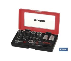 SET MINI CARRACA, VASOS Y PUNTAS 1/4 23 PCS.