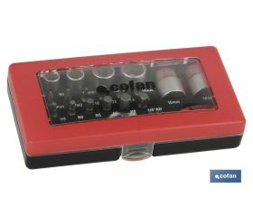 SET MINI CARRACA, VASOS Y PUNTAS 1/4 23 PCS.