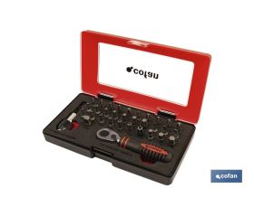 Set mini carraca 1/4 con puntas (33 pcs.)