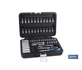 Maletín 57 pcs Profesional vasos y puntas 1/4.
