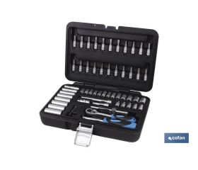 MALETIN 57 PCS PROFESIONAL VASOS Y PUNTAS 1/4