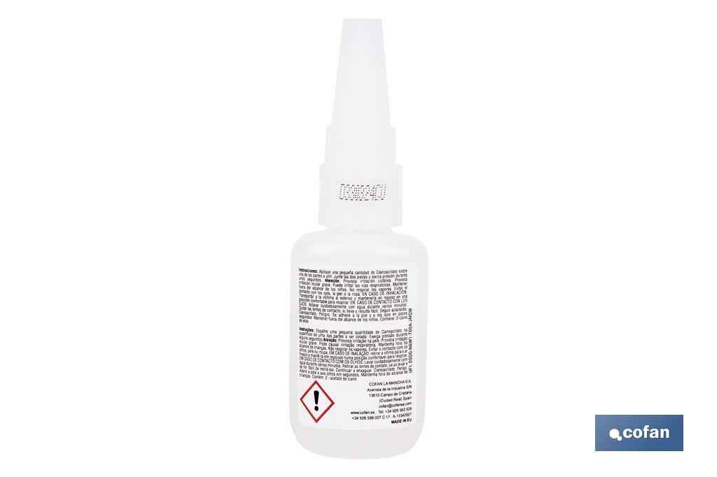 ADHESIVO CIANOACRILATO. MEDIA DENSIDAD 20 G