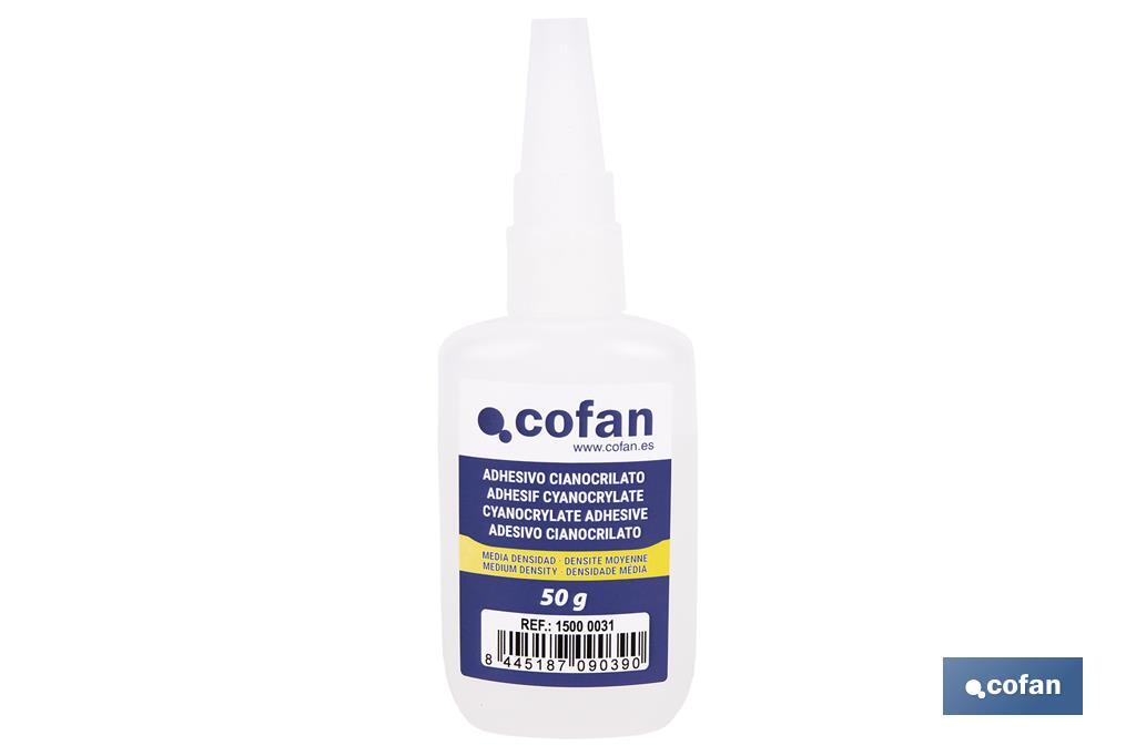 ADHESIVO CIANOACRILATO. MEDIA DENSIDAD 50 G