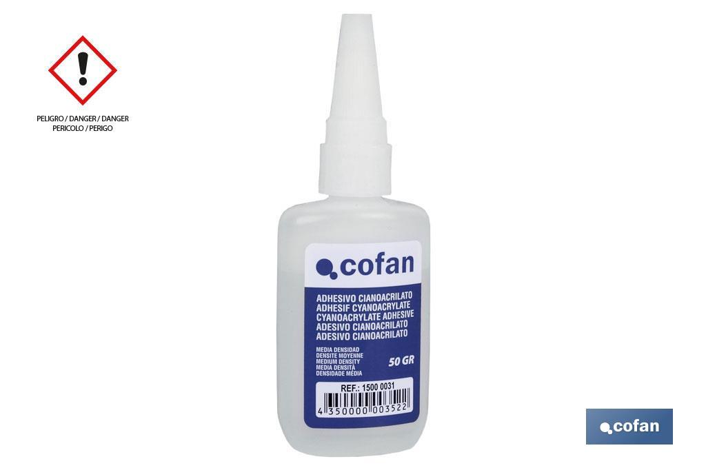 ADHESIVO CIANOACRILATO. MEDIA DENSIDAD 50 G